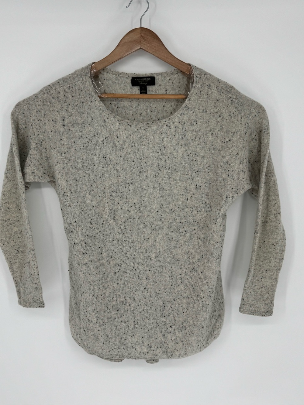 Charter Club Luxury Women’s Cashmere Crewneck Sweater Gray Speckled Sz Small F0